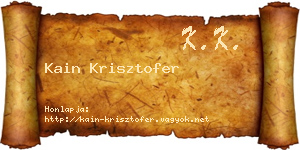 Kain Krisztofer névjegykártya